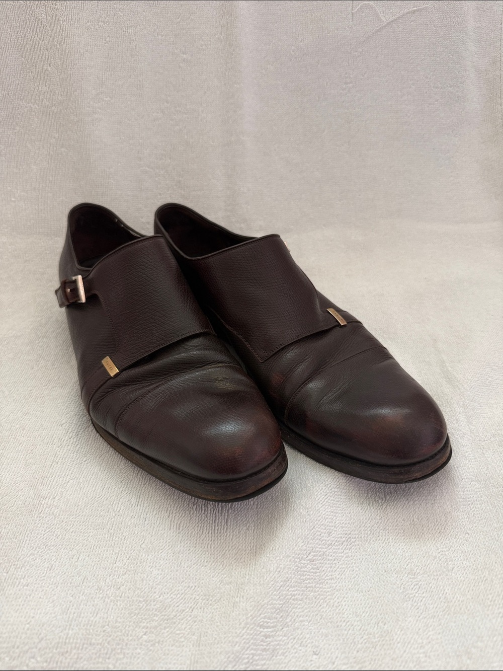 Gucci Men's Dark Brown Leather Single Monk Strap Dress Shoes